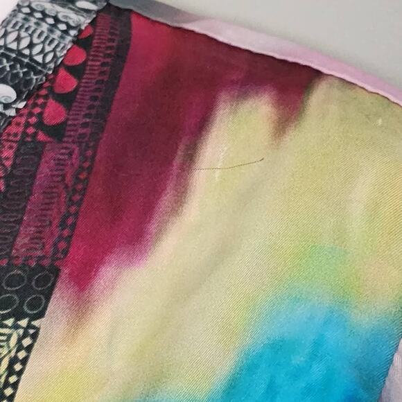 Johnny Was Multicolored Buttoned Silk Tunic size XS Oversized Patchwork Design - Picture 10 of 10